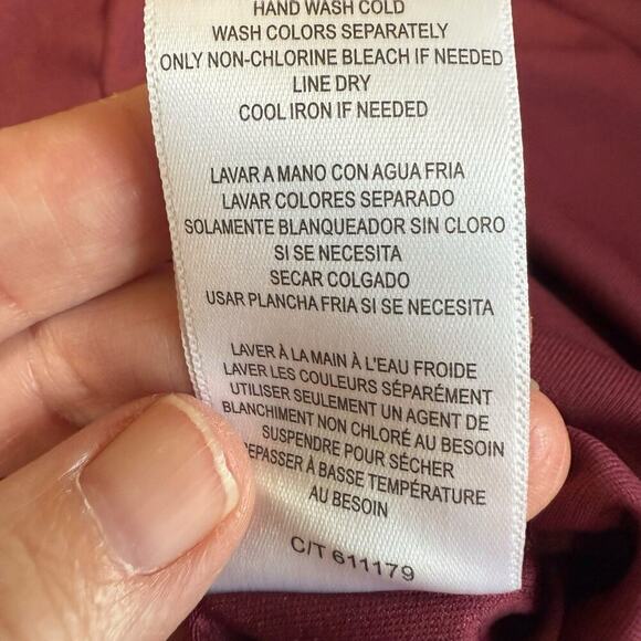 Taylor Women's Black Maroon Print L/S Chiffon Smocked Waist Dress 8 Bohemian - Picture 9 of 12